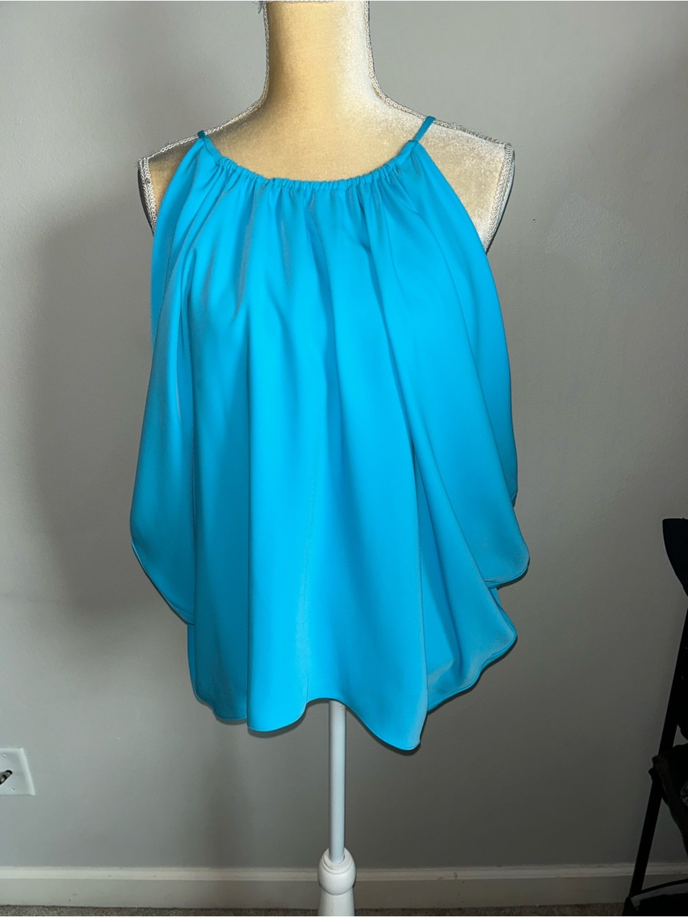 NWT Trina Turk Bright Turquoise Halter Flowing Blouse Sz M